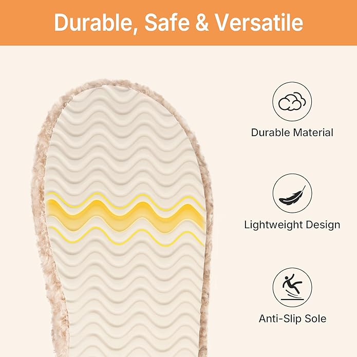 ATHMILE House Slippers for Women with Platform Memory Foam Arch Support Open Toe, Fuzzy Fluffy Cozy Womens Slippers for Home Indoor Outdoor Bedroom Ladies Christmas Gifts Pantuflas Para Mujer