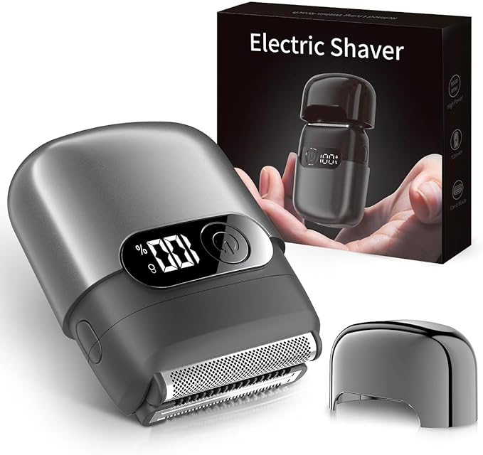 Electric Razor for Men, Foil Shaver and Beard Trimmer for Dry and Wet,Battery LED Display Fast Charge with Long Battery Life, IPX7 Waterproof Portable Travel Shaver (Sanded Grey)