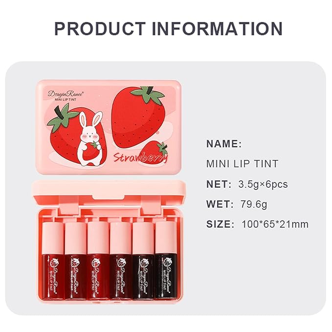 6 Colors Lip Tint Stain Set, Multi-Use Lip & Cheek Tint Korean Makeup Mini Liquid Lipstick, Lip Stain Long Lasting Waterproof Non-Stick Cup Moisturizing…