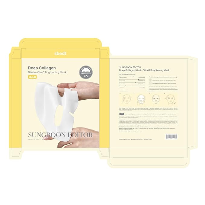 SUNGBOON EDITOR Deep Collagen Niacin-Vita C Overnight Mask | Brightening & Wrinkle Care Mask | 2,160,000PPB Collagen + Niacinamide + Vita C | Korean Skincare, 4ea