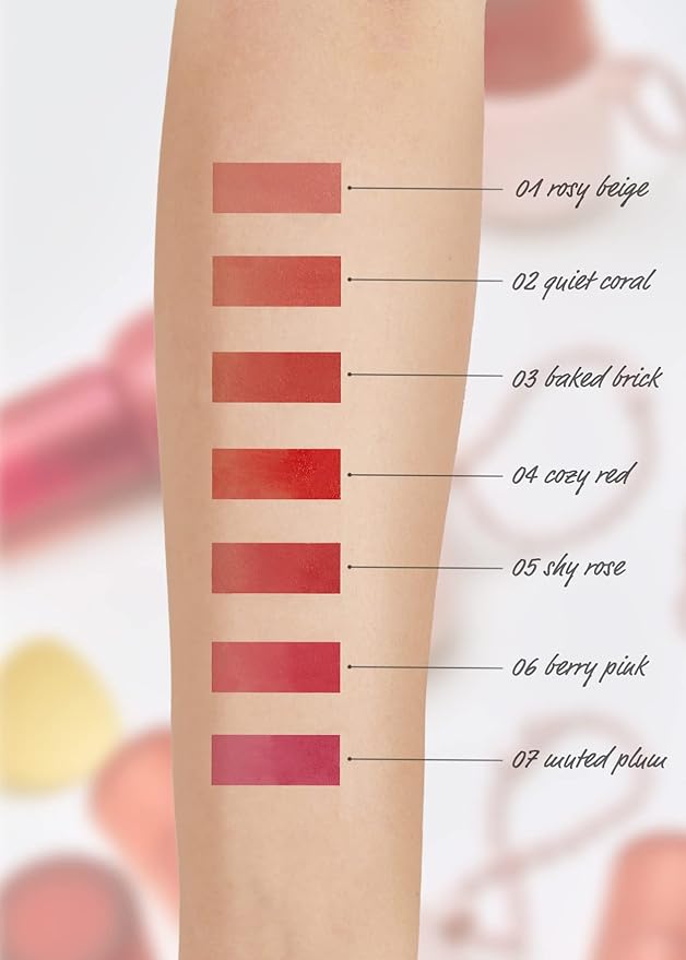 I'M MEME Color Key Ring Velvet Lip Tint - 01 Rosy Beige | Long Lasting Lip Stain, Matte Finish, Smooth Texture, Kbeauty, Cute Korean Makeup, Compact, Portable Keychain, Travel-Friendly, Gift, 2.8g