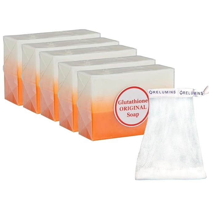 Relumins Glutathione Soap Bars - New Year, New You Deep Cleansing & Hydrating Soap for Smooth, Refreshed Skin - Gentle Exfoliating Formula for Face & Body - 5 x 150g Bars