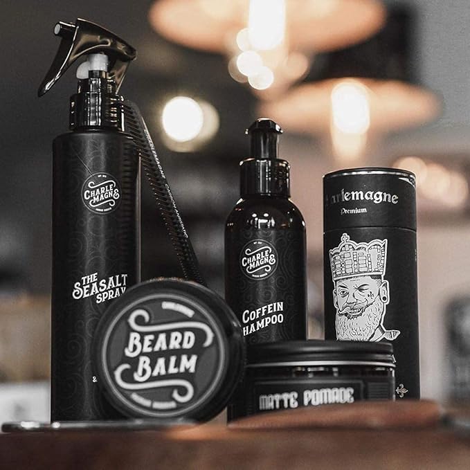 Charlemagne Matte Hair Pomade - Strong Hold, Noble Leather Scent, 3.3 fl oz - Hair Clay Blend & Pomade Men - Barber Scented Styling Cream - Easy Washout & Water Cream
