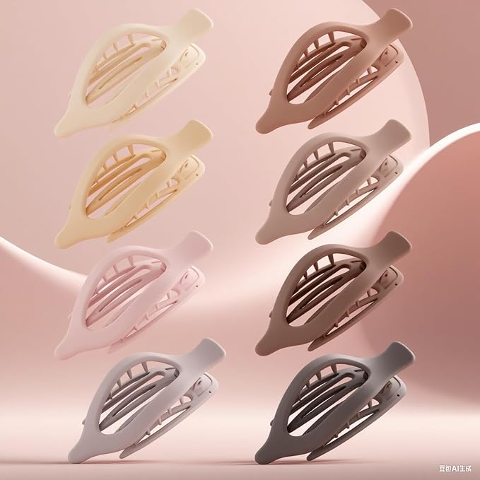 Flat Hair Clips for Women-8Pcs Large Matte No-Slip French Concord Claws, Accessories for Thick & Thin Hair (Neutral, Oval)