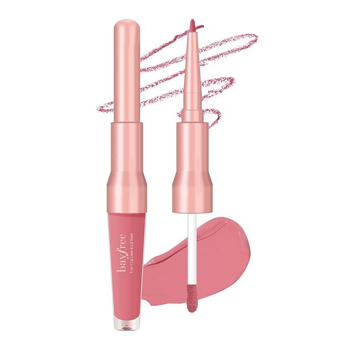 2-IN-1 Lip Liner and Lip Stain, High Pigmented Long Lasting Velvet Lip Tint, Well-Defined Lipliner, Weightless Waterproof Not Animal Tested, Matte Finish Makeup