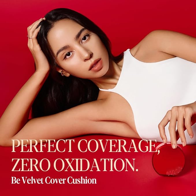 Espoir Be Velvet Cushion Foundation #28.5 Ginger Olive | Quick and Easy Coverage with Long-lasting Color by Zero Oxidation, Velvety Smooth Finish & Lightweight Formula, Vegan, Korean Makeup, 0.46 oz