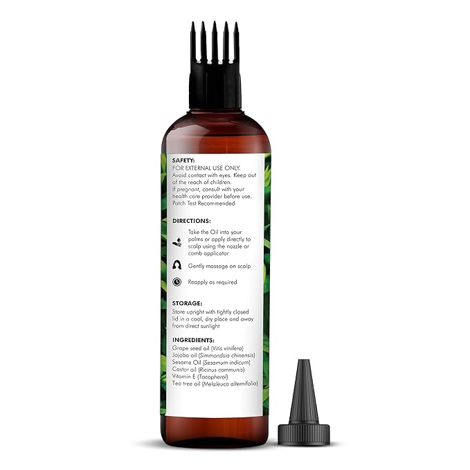Majestic Pure 100% Pure Tea Tree Oil with Biotin for Hair Care, Strengthening, Nourishing, and Volumizing Formula with Jojoba Oil and Castor Oil - Non GMO Verified, 198 ml