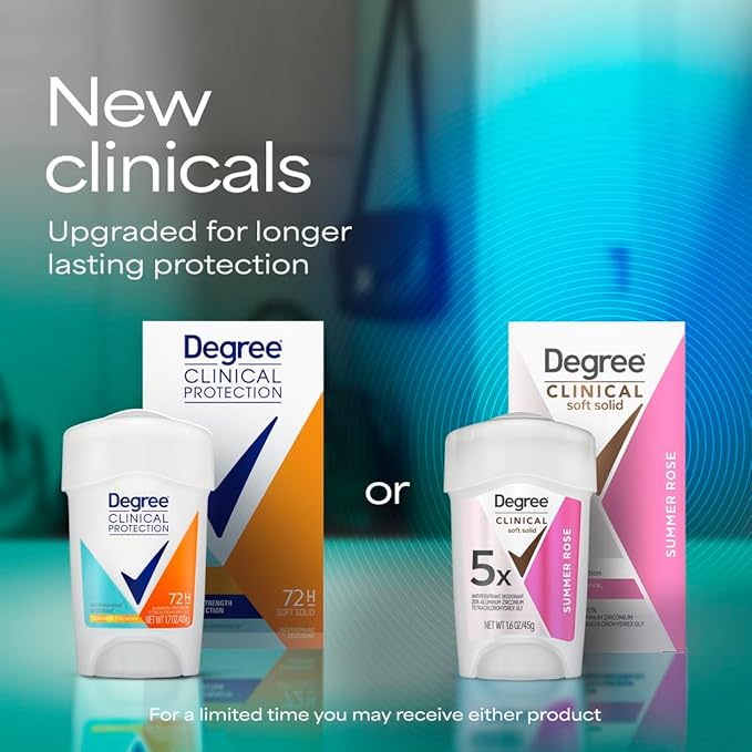 Degree Clinical Strength Antiperspirant Deodorant 96-Hour Sweat and Odor Protection Summer Rose Soft Solid 5x Types of Sweat 1.6 oz