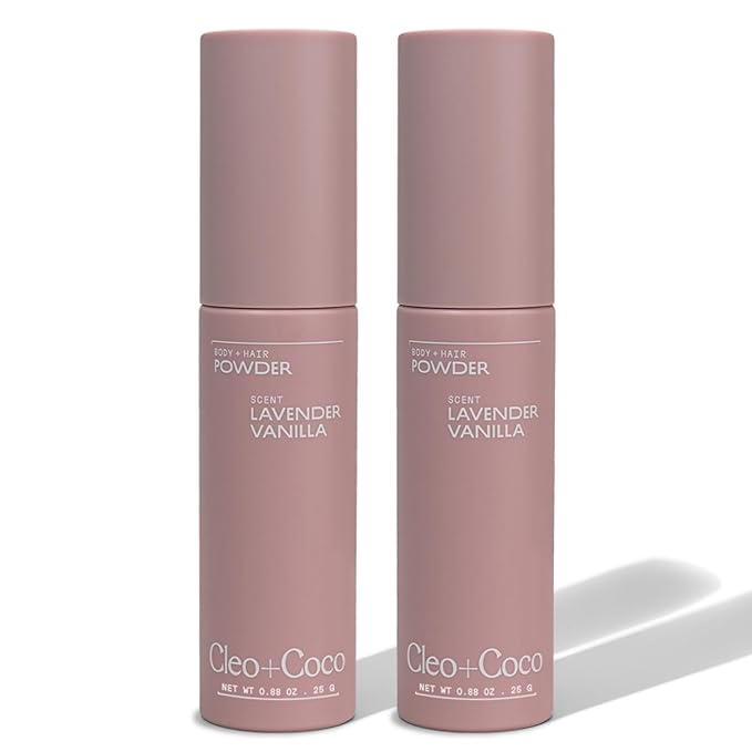 Cleo + Coco Deodorant Powder for Body & Hair, Lavender Vanilla (0.88 oz each), 2 Bottles, 2-in-1 Deo Powder & Dry Shampoo, Aluminum-Free, Talc-Free, Travel-Size (2 Pack, Lavender Vanilla)