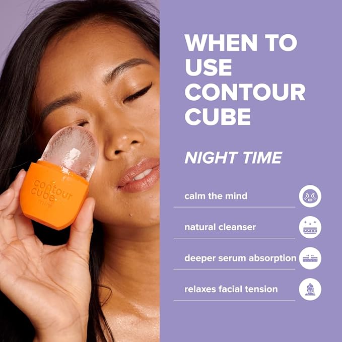 Contour Cube Mini - Revolutionary Ice Roller for Sculpting & De-Puffing - Face Ice Roller & Massager - Ice Mold for Face - Compact Skin Care Tools for Daily Skincare & Travel - Peach