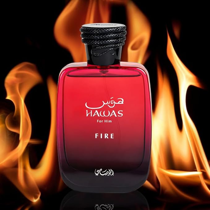 RASASI Hawas Fire Eau De Parfum Men Spray 100ML(3.4 Oz) - Bold Arabian Perfume For Men With A Fiery Essence - Indulge In A Luxurious, Long Lasting Perfume That Captures Masculine Elegance And Strength