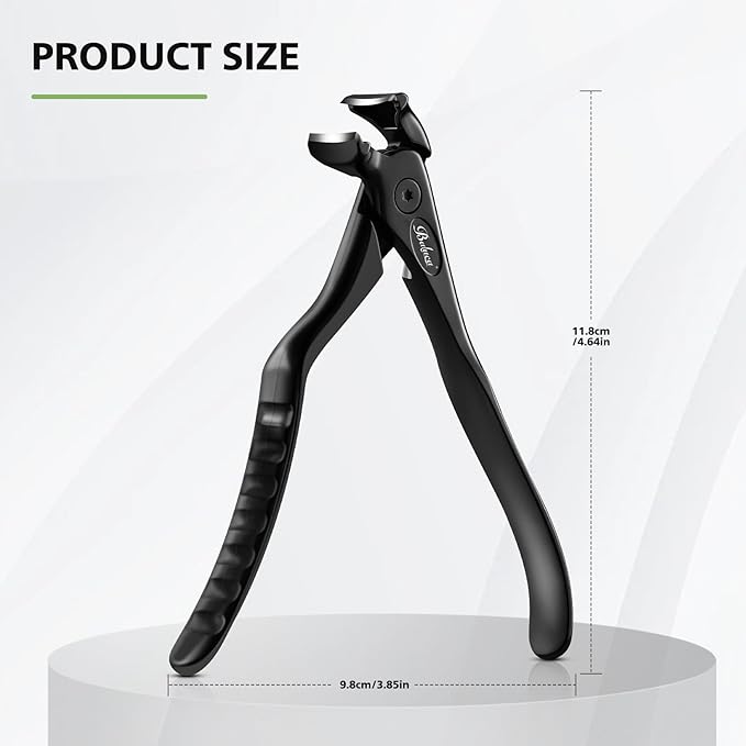 BALUCA Ergonomic Nail Clipper for Seniors - Toenail Clipper for Thick Toenails and Fingernails, Long Handle Nail Clippers with Catcher, Precision Nail Trimmer for Men and Women - Black