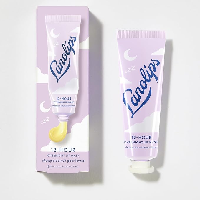 Lanolips 12 Hour Overnight Lip Mask - Rich Lanolin Lip Balm with Hyaluronic Acid, Vitamin C & Ceramides - Restore, Soften & Replenish While You Sleep - Cruelty-Free Hydrating Balm (0.52 oz / 15 g)