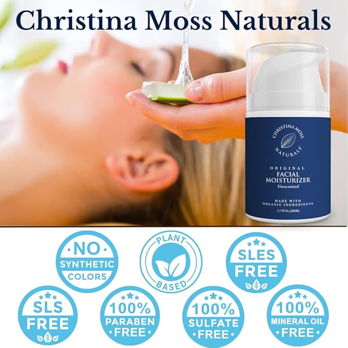 Christina Moss Naturals Unscented Moisturizer, Natural and Organic Ingredients, Gentle, No Toxic Chemicals