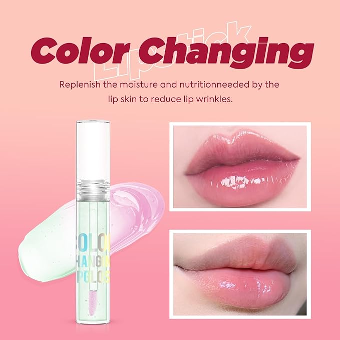 VIOLA HOUSE Color Changing Lip Gloss, PH Lip Tinted, High gloss lipstick, waterproof,long lasting lip care. 5g