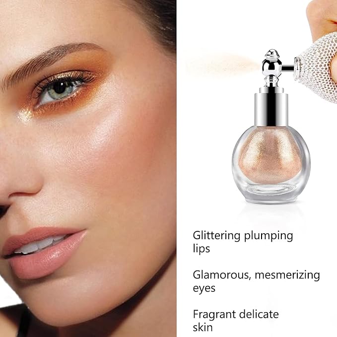 Highlighter Powder Spray, Ksndurn Violet Pink Glitter High Gloss Spray - Shimmer Sparkle Powder Makeup Spray
