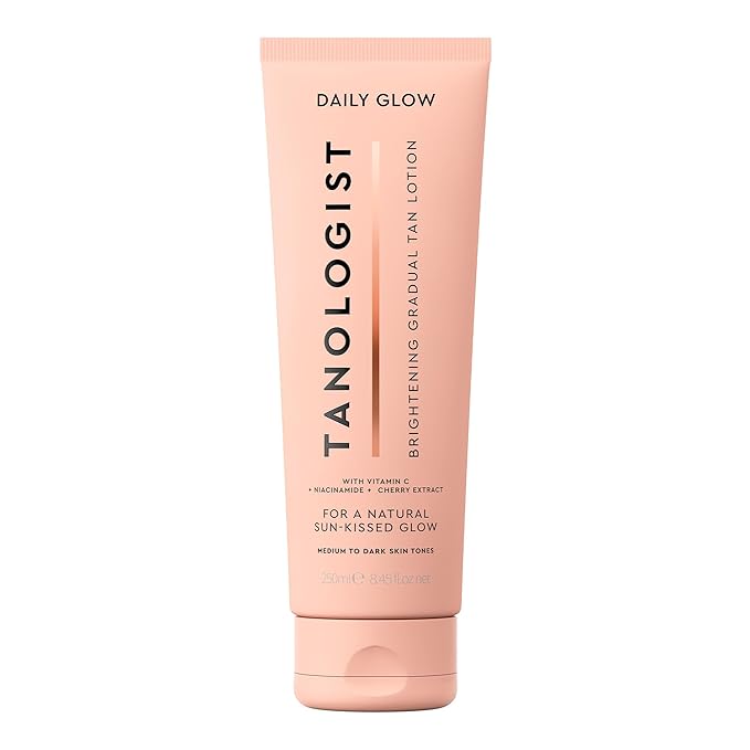 Tanologist Brightening Daily Glow - Medium/Dark - Illuminating Gradual Tan Lotion - Natural, Sun Kissed Glow - Daily Tanning Lotion with Vitamin C, Niacinimide & Cherry Extract - 8.45 fl oz