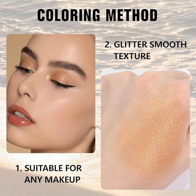 Golden Glitter Eyeshadow – Neutral Shimmer Eye Shadow, Daily Waterproof Long-Lasting Eyeshadow Powder Palette for Women Eye Makeup sombras para ojos (06)