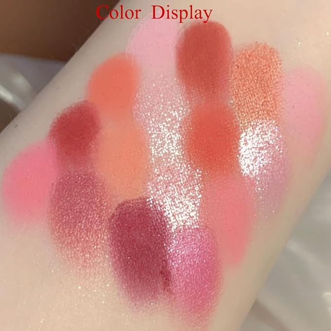 16 Colors Pink Matte Glitter Metallic Eye Shadow Palette, Korean Eyeshadow Palette Makeup, Pigmented Red Eyeshadow Kit for Halloween Parties, Joker Vampire Clown Makeup