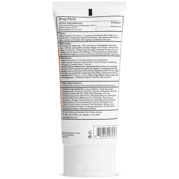Anthony Day Cream SPF 30, 3 Fl Oz, Contains Squalane, Glycerin, Soy and Vitamin E, Hydrates, Nourishes, and Sunscreen Provides Broad Spectrum Protection To Skin (Pack Of 3)