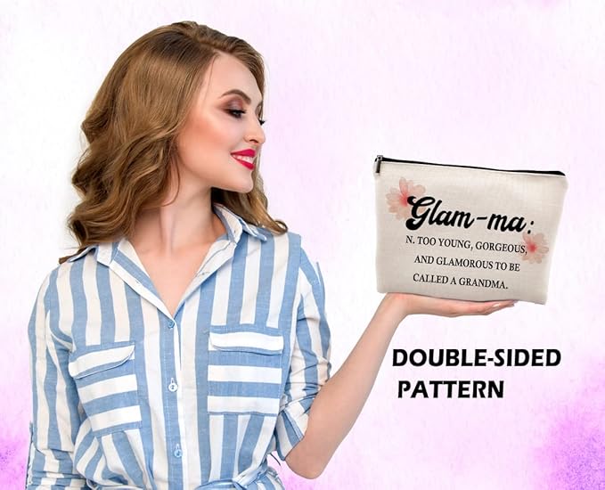 Dwept Glamma Definition Makeup Cosmetic Bag, Inspirational Grandma Makeup Travel Bag, Grandma Appreciation Cosmetic Bag Gifts For Grandma Grandmother Birthday Mother's Day from Granddaughter Grandson