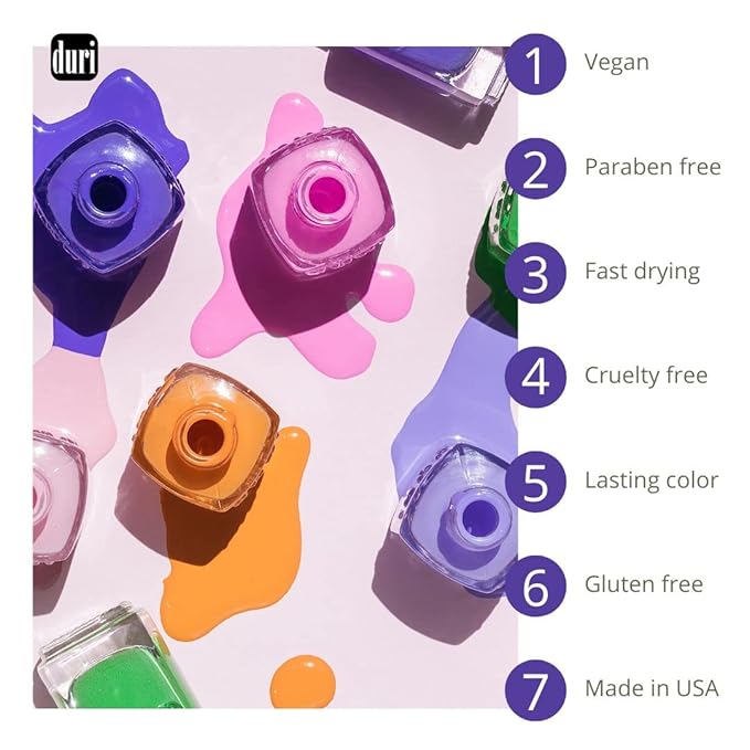 duri Nail Polish, 778 Tropical Rain, Luscious Blue, Full Coverage, Glossy Finish, 0.45 Fl Oz