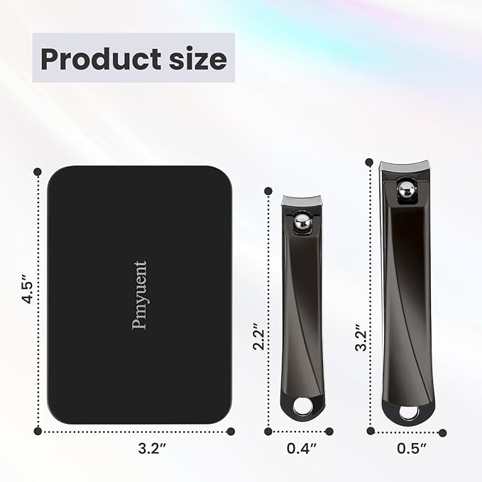 Nail Clippers Set, Curved Fingernail Clipper for Men Women Adult, Ultra Sharp Stainless Steel Fingernail & Toenail Clippers for Thick Nails (Black)