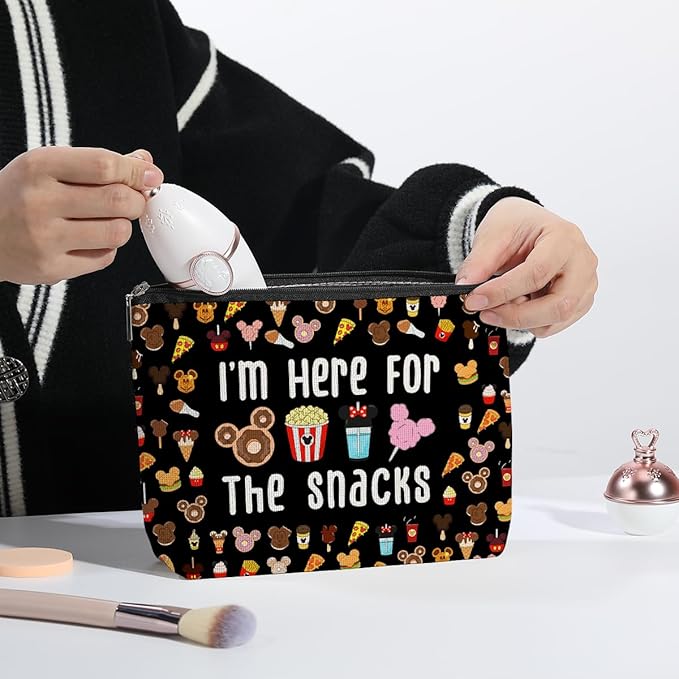 kdxpbpz Magic Kingdom Lover Gift Halloween Snacks Cosmetic Bag Snacks Bag for Travel Cute Toiletry Bag for Girls Teens Friends Makeup Organizer Zipper Pouch (for The Snacks Black)