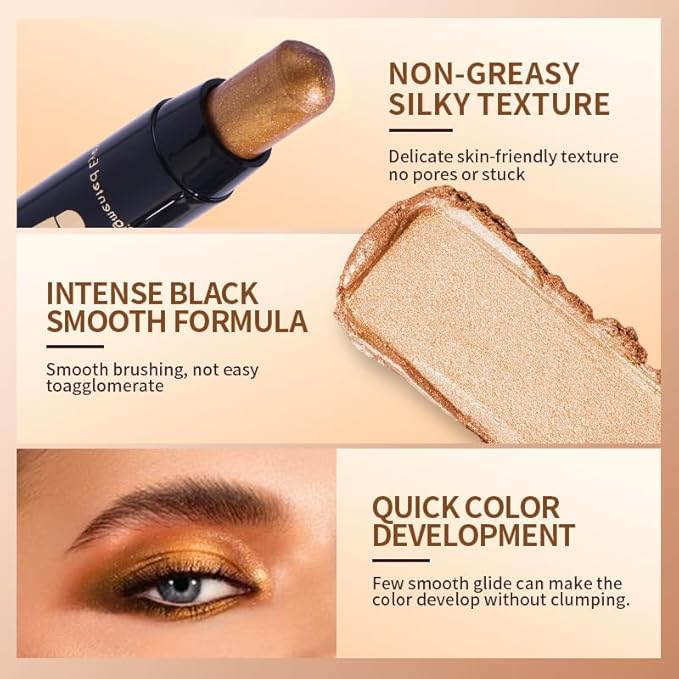 AMG 6Pcs Cream Eyeshadow Brightener Stick Makeup Set, 24HR Wear, Long Lasting, Rich Color,Waterproof Eyeshadow Pencil Crayon,Precise Tip for Easy Application stage makeup Christmas gift