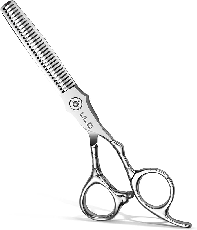 ULG Professional Hair Thinning Scissors 6.5" Japanese Stainless Steel Hand-Honed Salon Barber Scissors for Stylist & Home Use, Texturizing Shears, Ergonomic Design with Patterned Handles