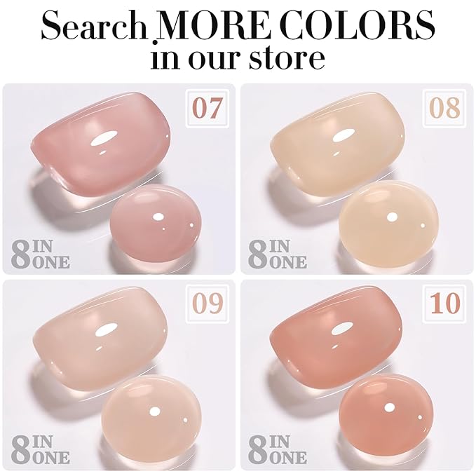 Double Rhythm Clear Gel Nail Polish 15ml Nail Strengthener Builder in a Bottle Nail Extension Hard Gel Soak Off Long Lasting UV Gel (Baby Nude 8 in 1-9)