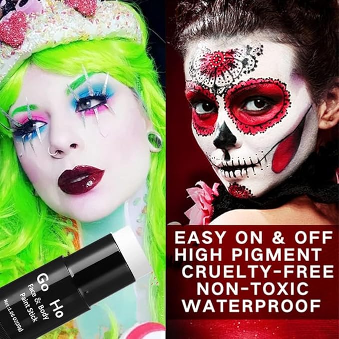 Go Ho Cream-Blendable Ogre Green Face Paint Stick (1.06 oz),Full-coverage Ogre Green Body Paint Stick for Adults Children Halloween Cosplay SFX Makeup,Waterproof