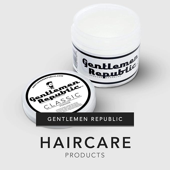 Gentlemen Republic Classic Pomade for Men - Water Based Pomade for Medium Hold & Shine, Premium Mens Hair Styling Products with No Beeswax - Ideal for Classic Styles, 8oz