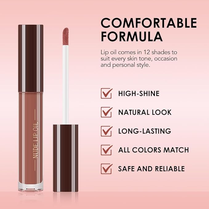 Hydrating Lip Glow Oil, Plumping Lip Oil, Tinted Lip Plumper Gloss,Younger-Looking Lips | Nourishing Long Lasting Non-Sticky Hydrating & Smoothing Lip Treatment Cruelty Free 08#