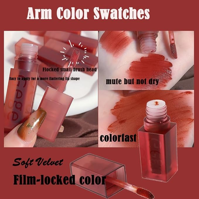 Smooth Luster Lip Glaze, Lightweight Moisturizing,High Impact Lip Color, Full Coverage Lip Makeup, Long Lasting Waterproof Moisturizer Lip Glaze (Date Red Brown)
