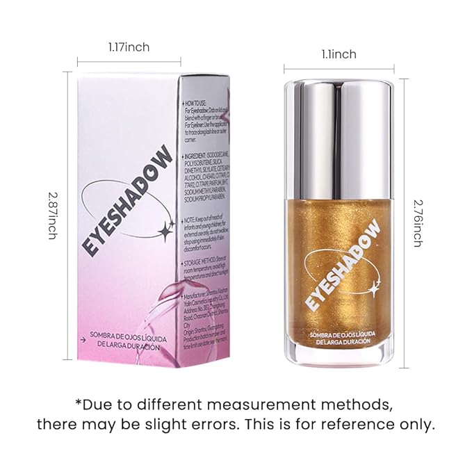 Golden Liquid Metallic Glittler Shimmer Eyeshadow, Longwear Eye Makeup For Older Women, Buildable Highly Pigmented & Blendable Eye Shadow Cream in Shimmer Finishes, Vegan & Cruelty-Free (Golden)