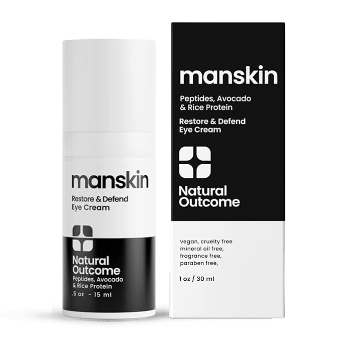 natural outcome Man Skin Eye Cream for Men - Restore & Defend Anti Aging Eye Cream with Peptides, Avocado Oil and Rice Proteins