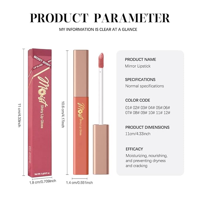 Lip Stain Hydrating High Shine – Lightweight Non-Sticky Glossy Lip Tint, Mirror Shine Moisturizing Lip Makeup for Plump & Full Lips, Long-Lasting Rich Color Lip Glaze, Soft Smooth Lip Gloss 02#