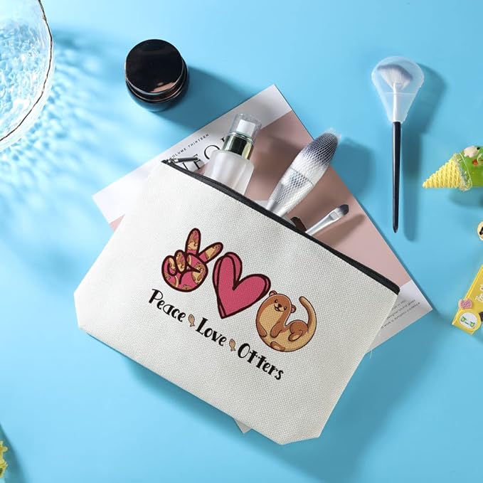 Otter Gifts Stuff Makeup Bag Otter Animal Lovers Gifts for Women, Graduation Friendship Birthday Gift for Girls Friends Daughter Sister Cosmetic Bag Zipper Pouch