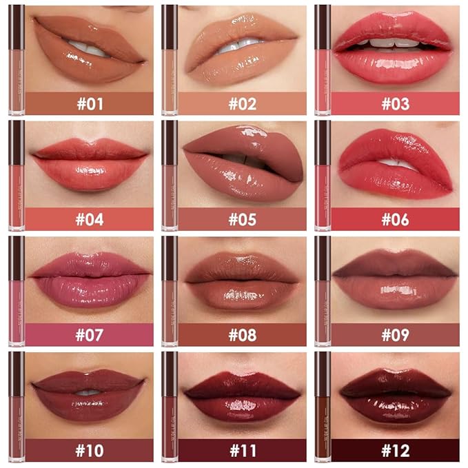Hydrating Lip Glow Oil, Plumping Lip Oil, Tinted Lip Plumper Gloss,Younger-Looking Lips | Nourishing Long Lasting Non-Sticky Hydrating & Smoothing Lip Treatment Cruelty Free 04#