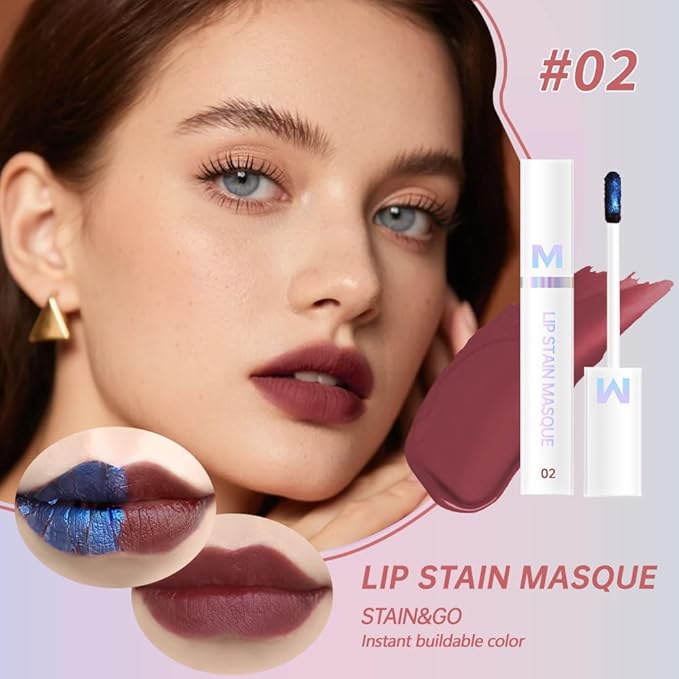 Matte Lip Gloss Peel Off Masque - Peel Off Lip Stain Tattoo, Toffee Rose Peel Off Lip Tint,Long Lasting Waterproof Transfer-proof Lip Mask Lip Stain Peel Off Lip Gloss, Stay Lip Makeup 02#