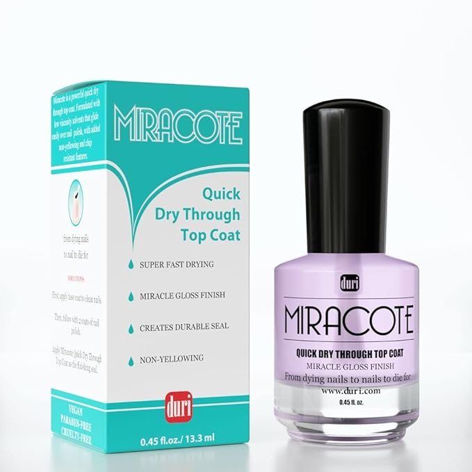 duri Miracote Quick-Dry Top Coat - High Gloss Finish, Chip Resistant, Long Wear - Nail Polish Protector for Strength and Growth | Pack of 1