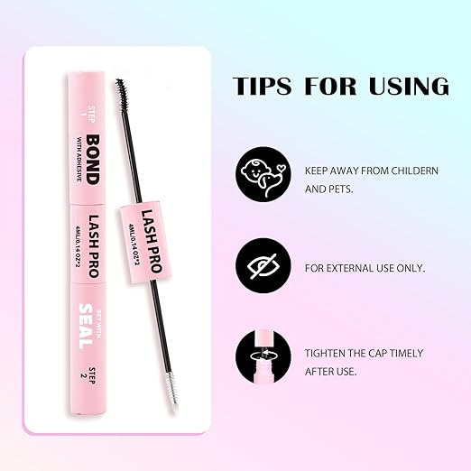 SY-SHUYING Black Lash Bond and Seal for Eye lash Cluster, Long Lasting, Comfortable, Waterproof, 72H Super Flexible Hold Glue, 2-in-1 for Sensitive Eyes, Non Irritating, DIY Lash Cluster Kit 4ml+4ml