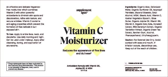 Antioxidant C Moisturizer - Revitalizing Vitamin Lotion w/Vitamin E Oil & Jojoba Oil – Vitamin Face Moisturizer For Fine Lines & Wrinkles - Suitable For All Skin Types