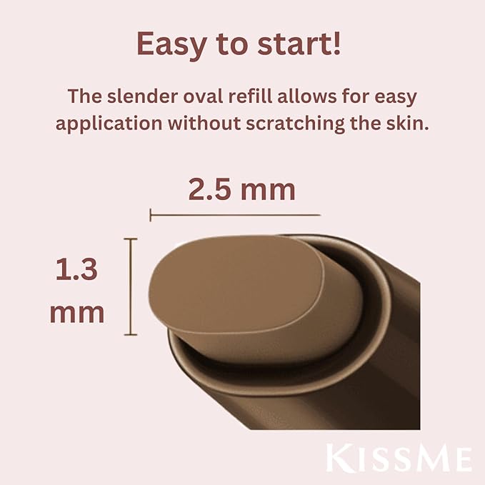 Heroine Make by KISSME Soft Define Waterproof Cream Pencil Eyeliner, Long-Lasting Natural Shades, 0.1g Punched Eyeliner Oval Core, 03 Rosé Brown, 0.01oz