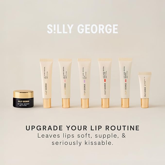 Silly George Lip Gloss Revival - Glossy Hydrating Glaze with Peptides, Shea Butter, & Moisturizing Argan, Macadamia, Babassu Oil for Dry Lips, Clean Beauty Products, Rosewood, 15ml Tubes