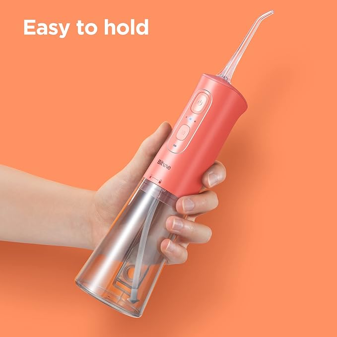 Bitvae Cordless Water Dental Flosser for Teeth, Portable Water Teeth Cleaner Picks, 6 Jet Tips 3 Cleaning Modes, IPX7 Waterproof Water Dental Picks, Coral Orange