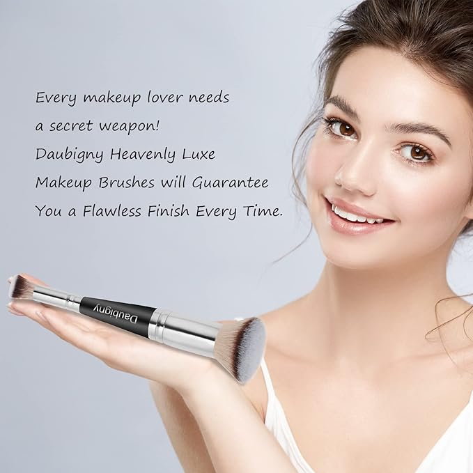 Daubigny Makeup Brushes Dual-ended Pro Foundation Brush Concealer Brush Perfect for Any Look Premium Hair Flat Top Flawless Brush Ideal for Liquid, Cream, Powder,Blending, Buffing,Concealer