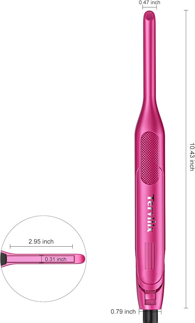 Terviiix Mini Flat Iron and Hair Straightener for Short Hair, Edges, and Pixie Cut - 3/10 Inch Skinny Pencil Straightener for Black Women's Baby Hair, LCD Digital Display, Dual Voltage, Pink