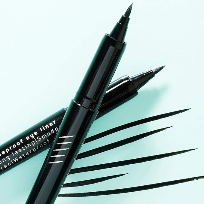 Radiant Professional Lineproof Eye Line - Pen Eyeliner with Flexible Tip Pen for a Long Lasting and Precise Outline - Smudge-Proof, Waterproof Liquid Black Eyeliner For Intense (01 Black)